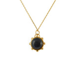 Collier dorée sphere deux pierres