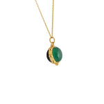 Collier dorée sphere deux pierres - ONYX NOIRE & ONYX VERTE