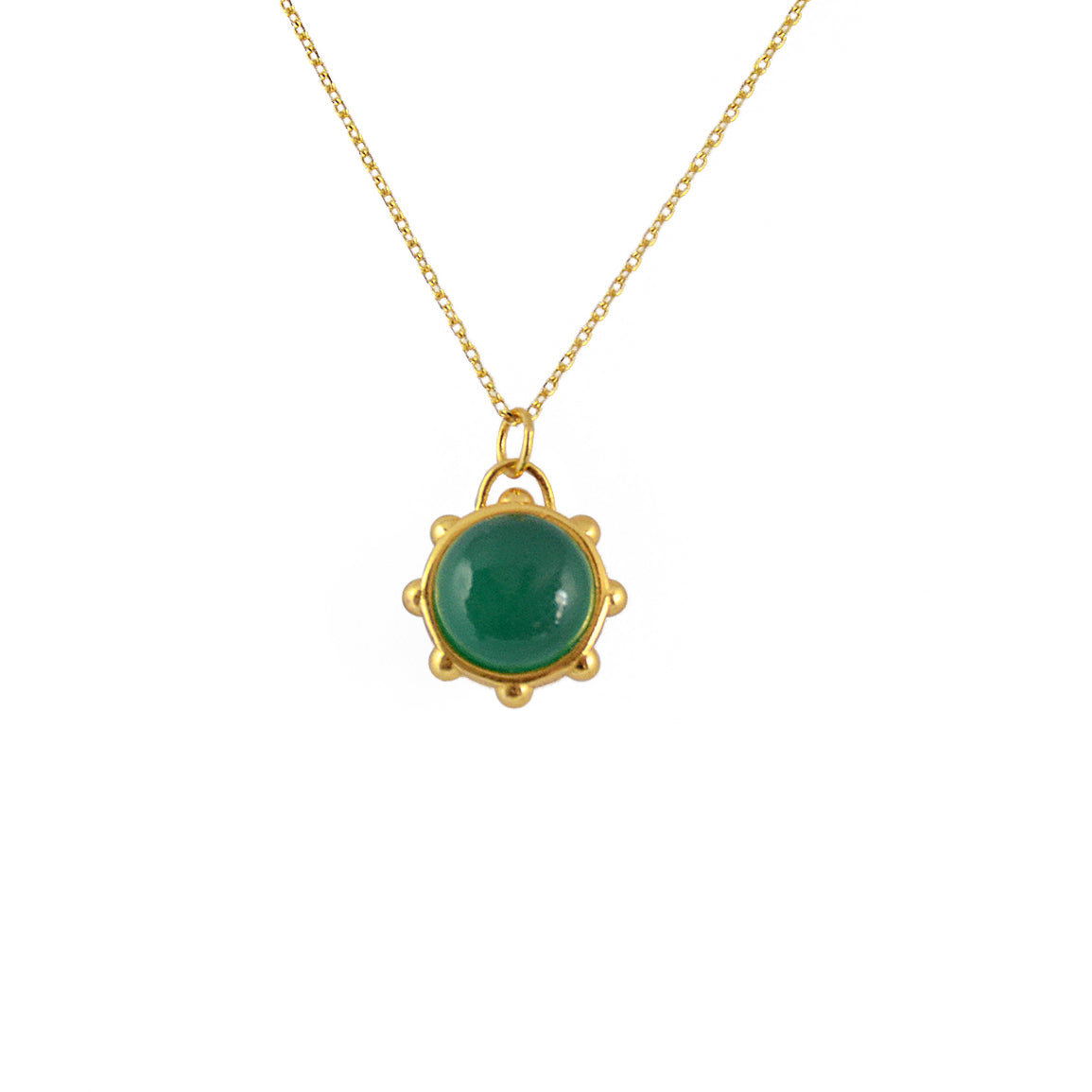 Collier dorée sphere deux pierres