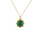 Collier dorée sphere deux pierres