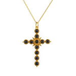 Collier doré croix pierres - ONYX NOIRE
