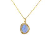 Collier doré pierre irrégulière et zircons - PIERRE DE LUNE