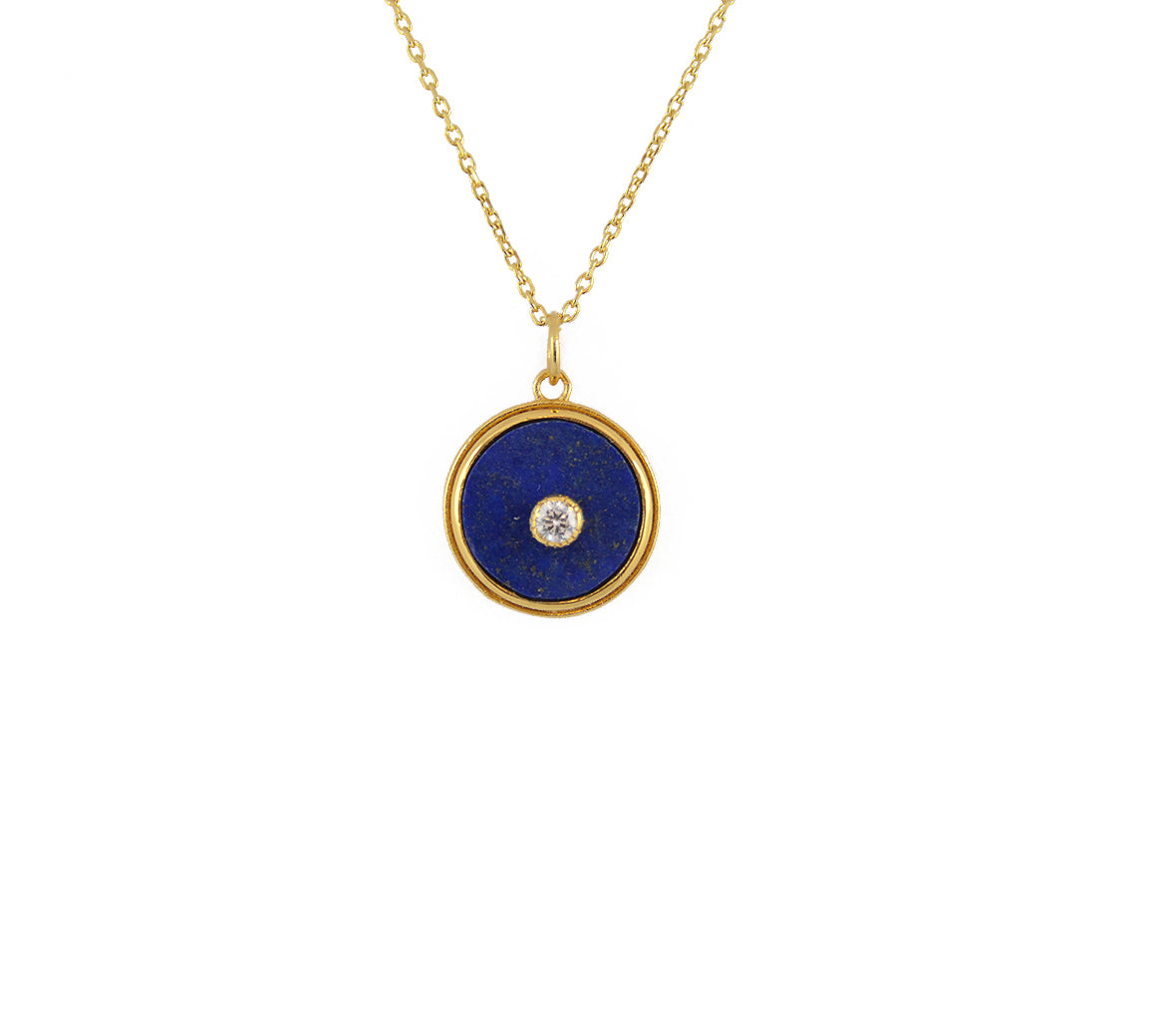 Collier doré médaille pierre et zircon chaque jour davantage