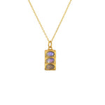 Collier doré plaque martelée 3 pierres - LABRADORITE