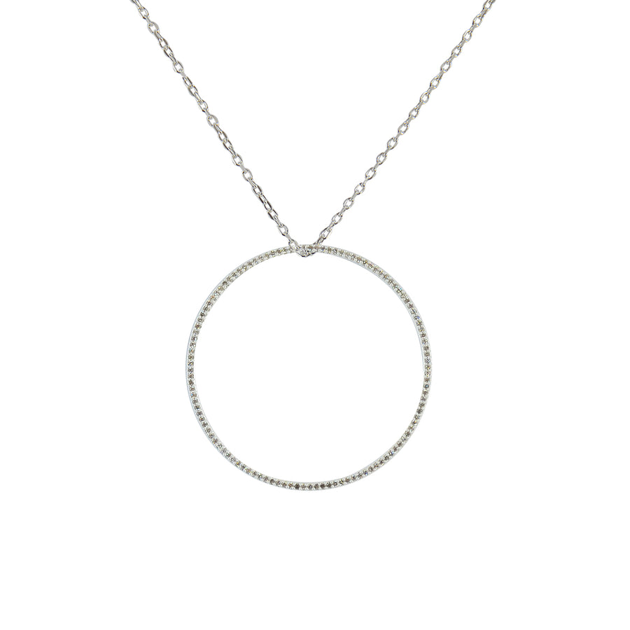 Collier argent 925 anneau zircons (S M L XL) - L