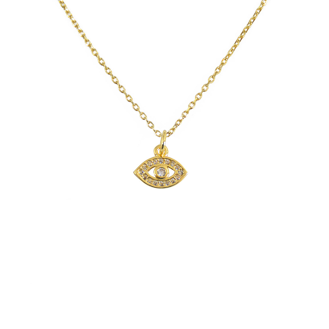 Collier petit oeil doré et zircons blancs