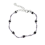 Bracelet fil coloré pierres naturelles et coupoles argent
