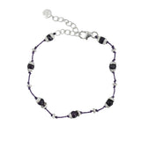 Bracelet fil coloré pierres naturelles et coupoles argent