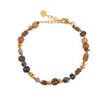 Bracelet perles noeuds et disques dorés - MIX BOIS