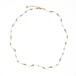 Collier fil doré et pierres naturelles - 42CM / ONYX VERTE -