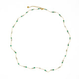 Collier fil doré et pierres naturelles - 42CM / ONYX VERTE -
