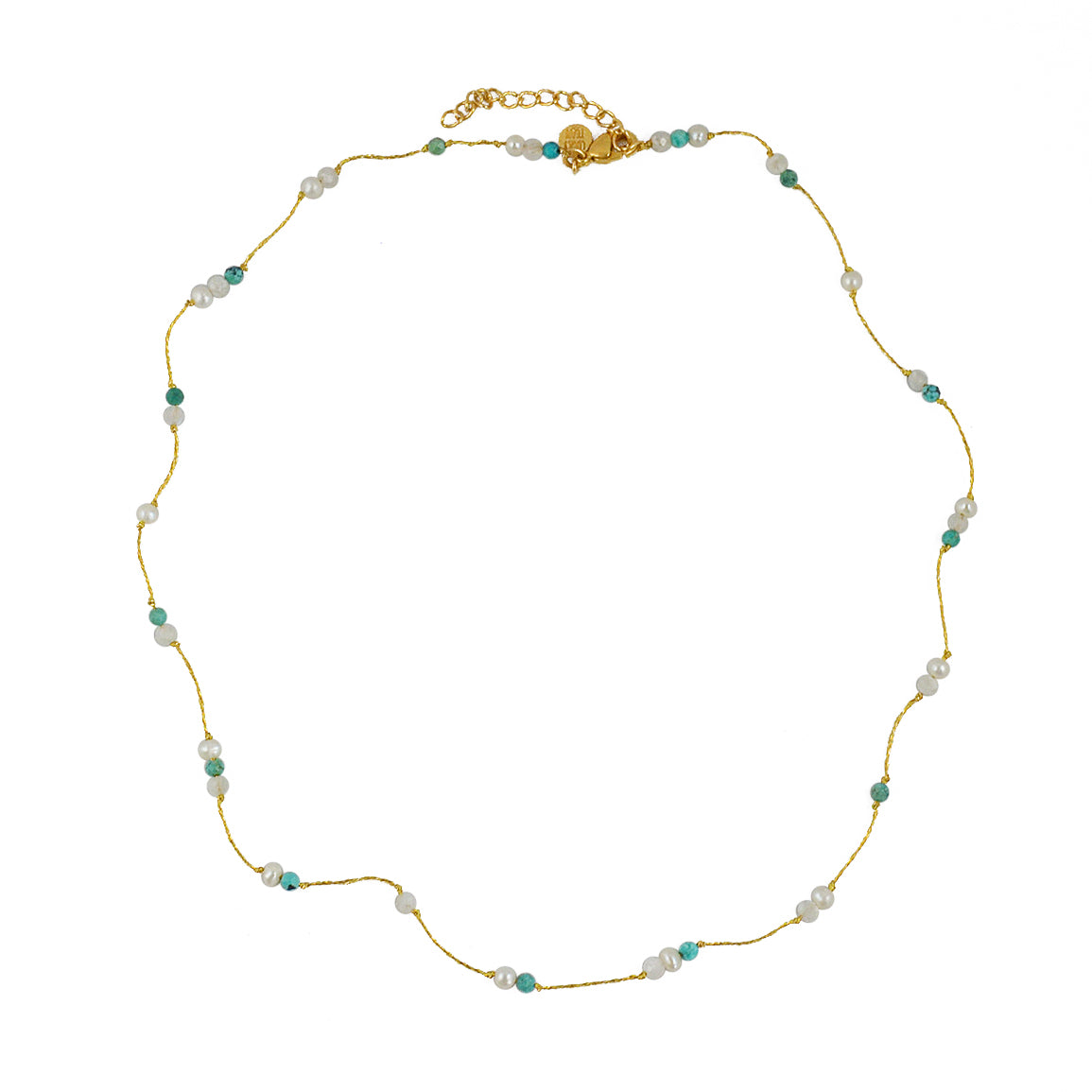 Collier fil doré et pierres naturelles