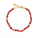 Bracelet perles noeuds et disques dorés - CORNALINE ROUGE