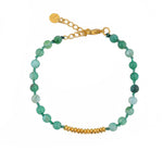 Bracelet pierres facettées et disques dorées - AGATE VERTE