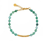 Bracelet pierres facettées et disques dorées - AGATE VERTE