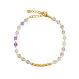 Bracelet pierres facettées et disques dorées - LABRADORITE