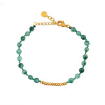 Bracelet pierres facettées et disques dorées - AGATE VERTE