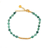 Bracelet pierres facettées et disques dorées - AGATE VERTE