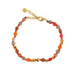 Bracelet perles noeuds et disques dorés - ORANGE & BOIS