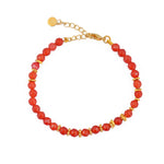 Bracelet agates rouges facettées et disques dorés