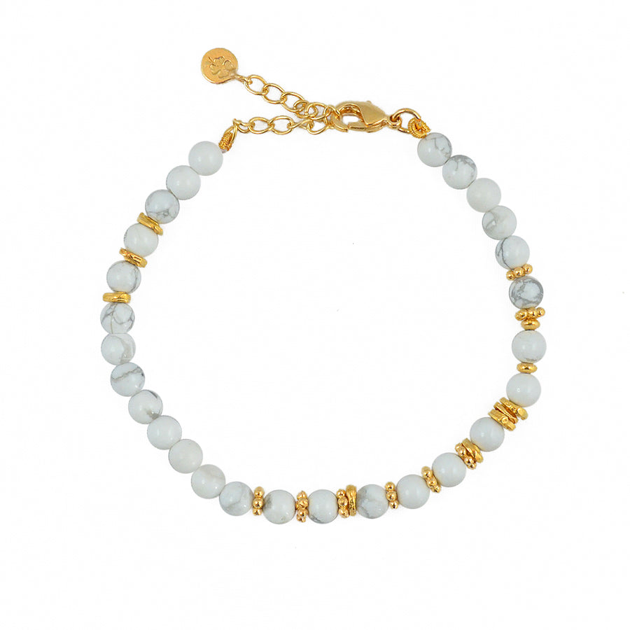 Bracelet perles et disques dorés - HOWLITE
