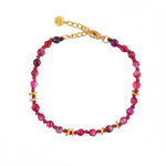 Bracelet perles noeuds et disques dorés - AGATE ROSE
