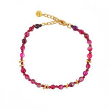 Bracelet perles noeuds et disques dorés - AGATE ROSE