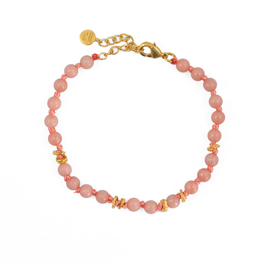 Bracelet perles noeuds et disques dorés - ROSE