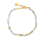 Bracelet perles noeuds et disques dorés - GRIS
