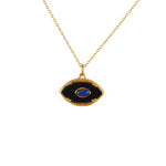 Collier doré oeil ovale en pierre naturelle - ONYX NOIRE &