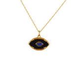 Collier doré oeil ovale en pierre naturelle - ONYX NOIRE &