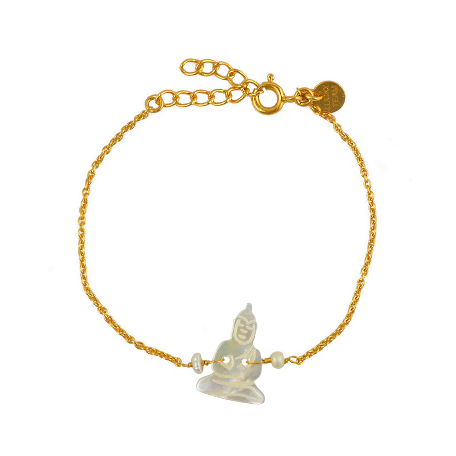 Bracelet doré bouddha en nacre et perles de culture
