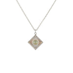 Collier argent 925 et pendentif carré et pierre - PREHNITE