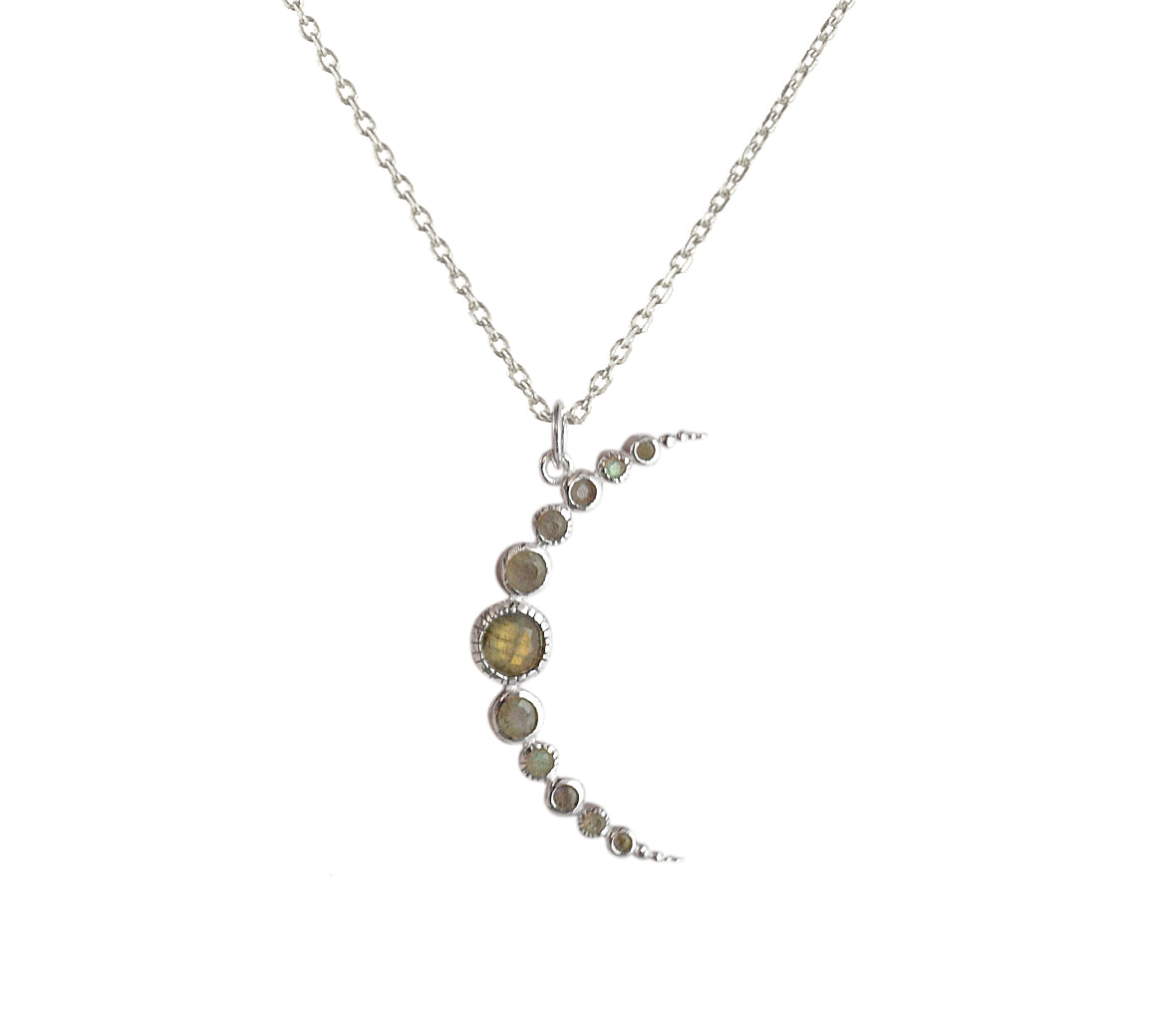 Collier argent 925 croissant de lune et labradorite