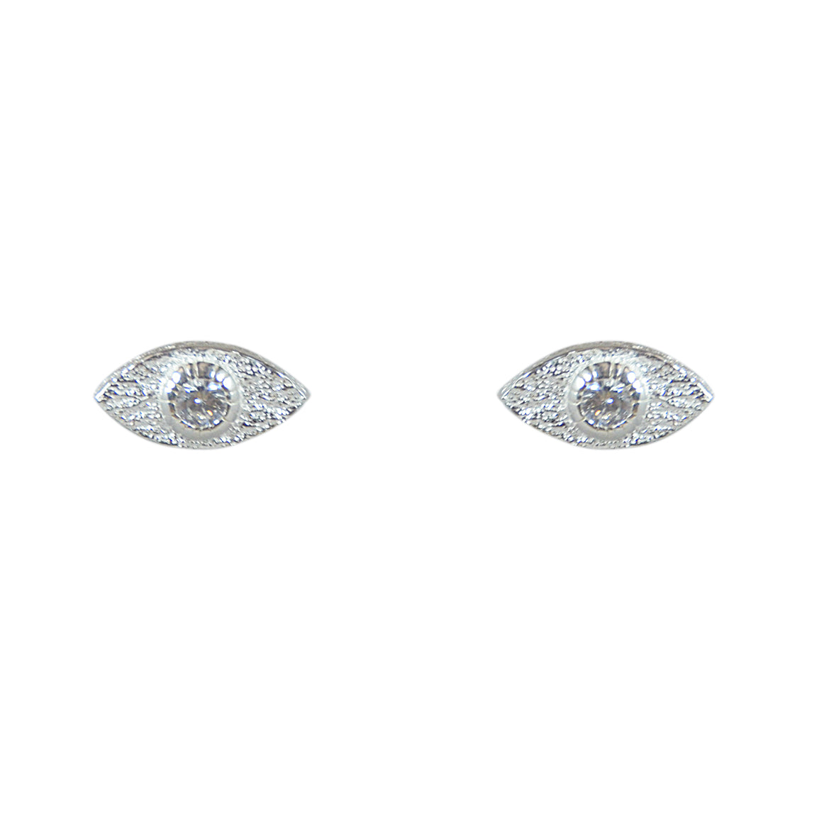 Boucles puces argent 925 oeil martelé et zircon - Boucles