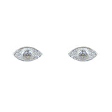 Boucles puces argent 925 oeil martelé et zircon - Boucles