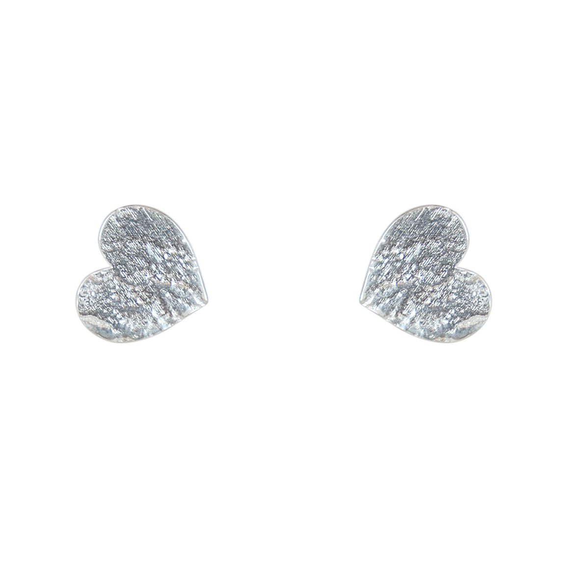 Boucles puces argent 925 coeur martelé - Boucles d’oreilles