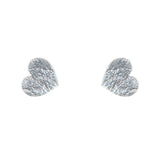 Boucles puces argent 925 coeur martelé - Boucles d’oreilles