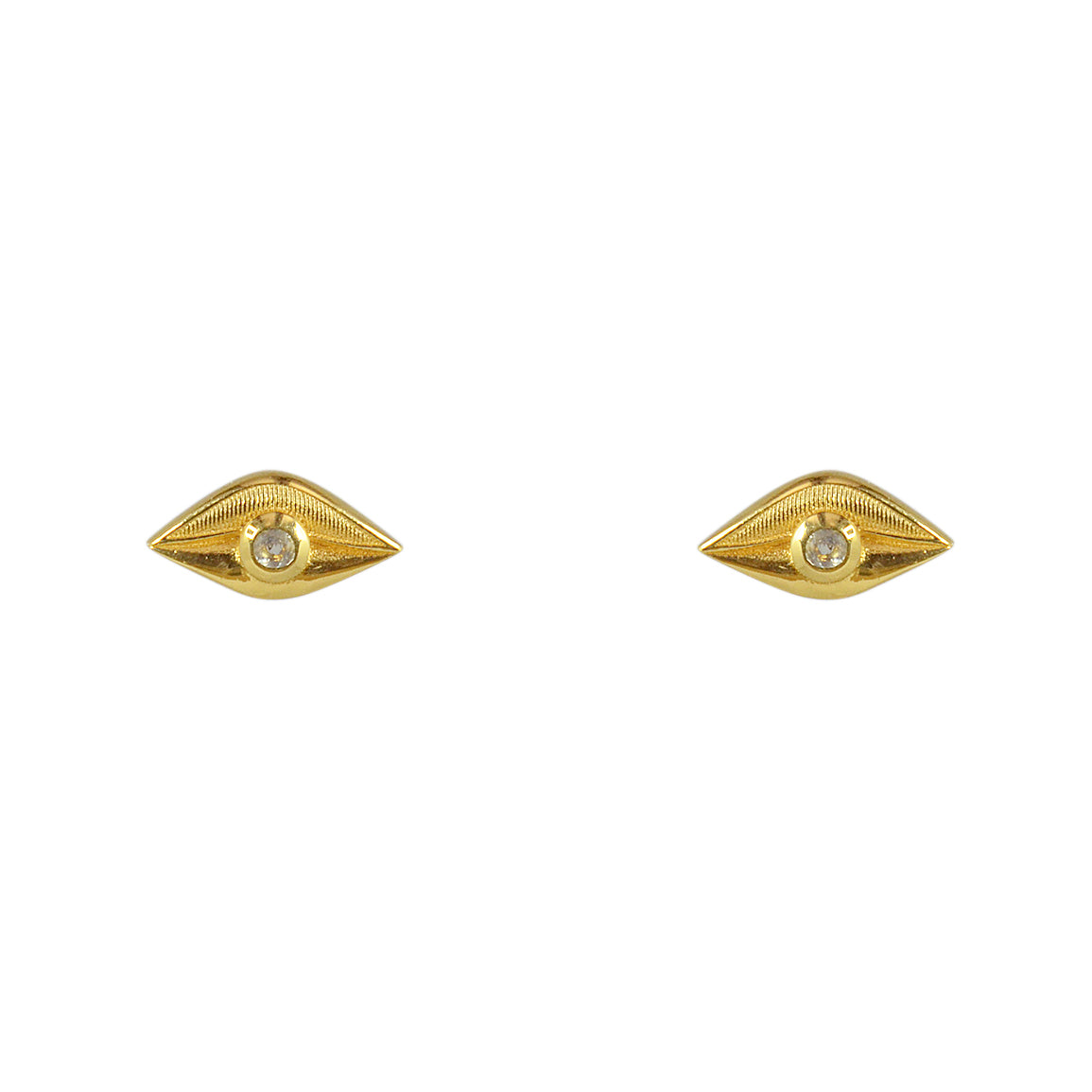 Boucles puces dorées oeil et pierre - PIERRE DE LUNE -