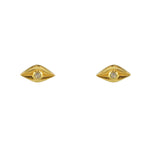 Boucles puces dorées oeil et pierre - PIERRE DE LUNE -