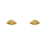 Boucles puces dorées oeil et pierre - PIERRE DE LUNE -