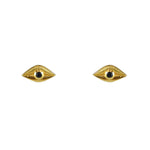 Boucles puces dorées oeil et pierre - ONYX NOIRE - Boucles