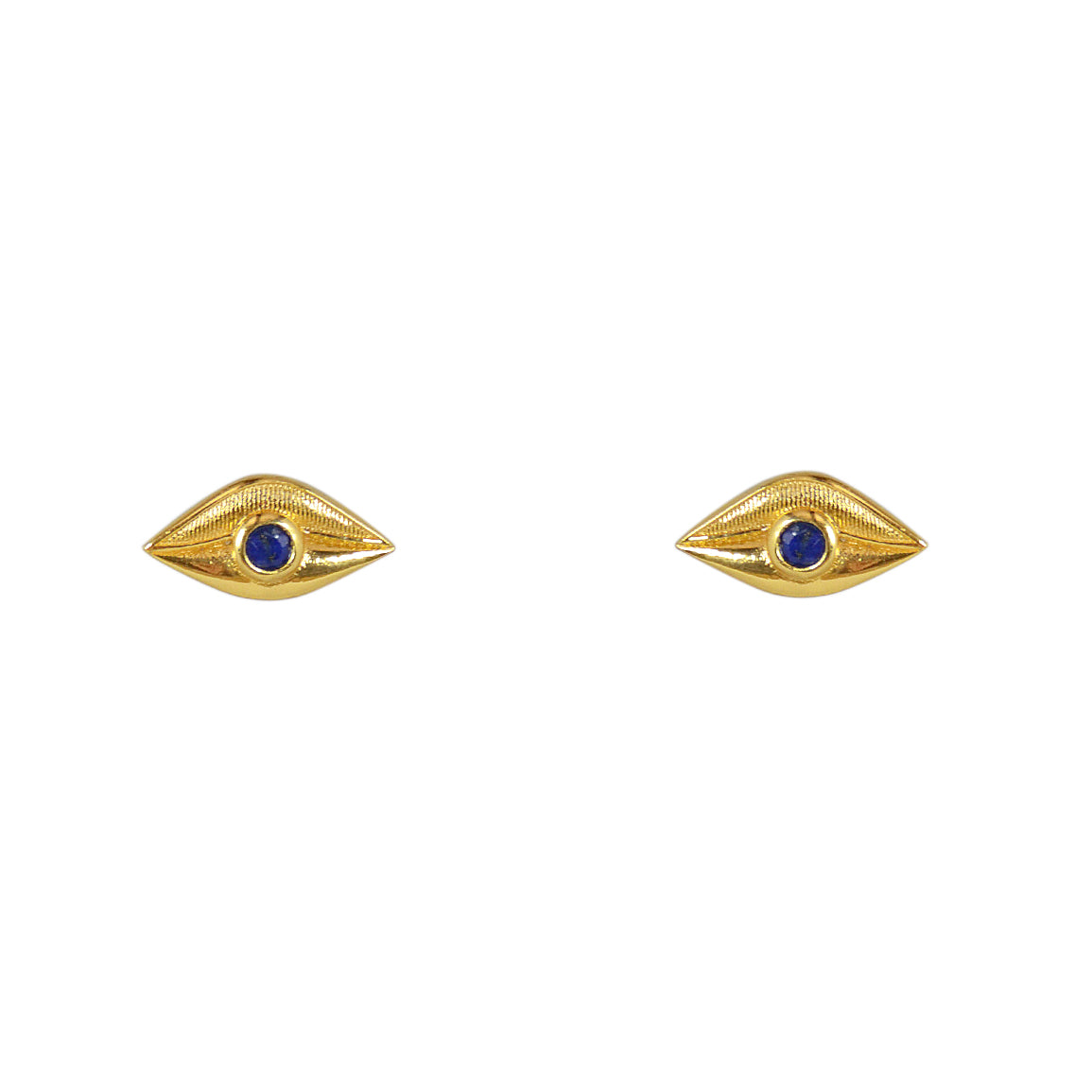 Boucles puces dorées oeil et pierre - LAPIS - Boucles