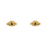 Boucles puces dorées oeil et pierre - LAPIS - Boucles