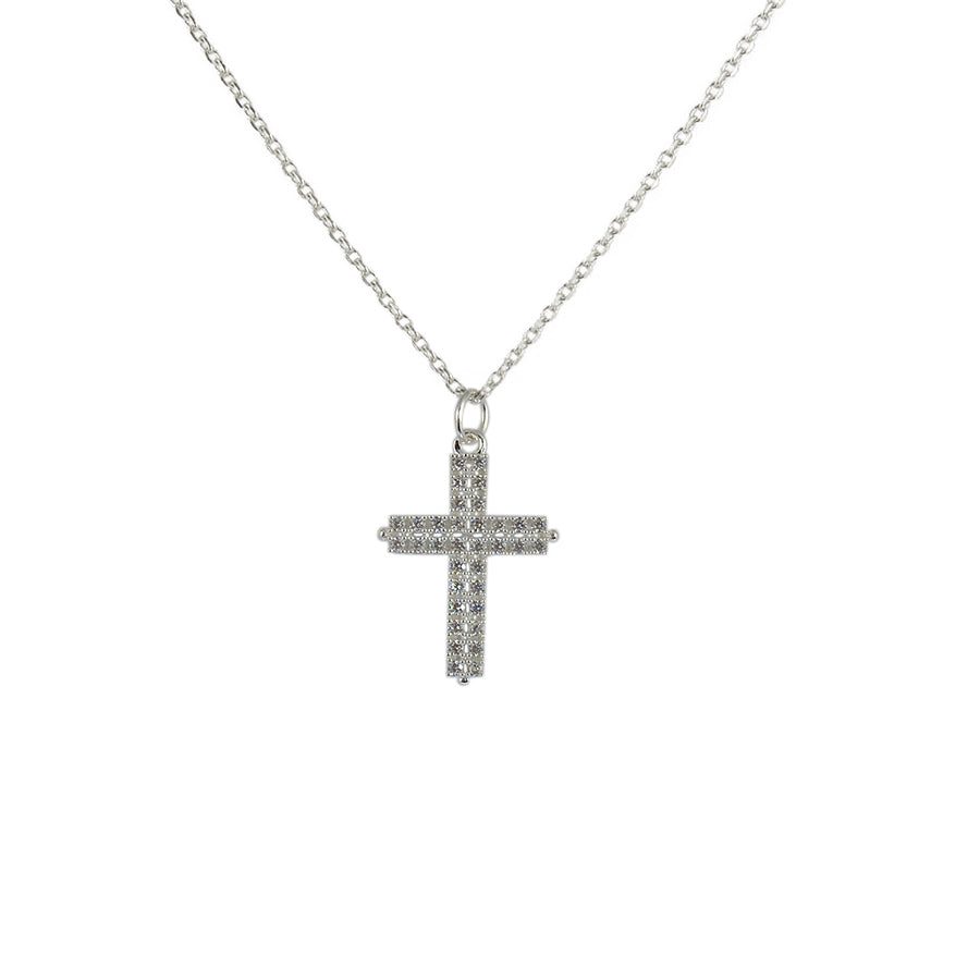 Luckyteam bijoux femme argent 925 collier croix zircons blancs