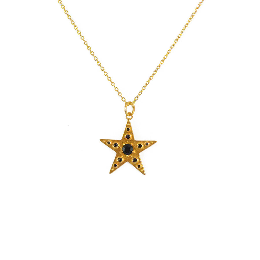 Collier doré pendentif étoile pierre et zircons - ONYX NOIRE