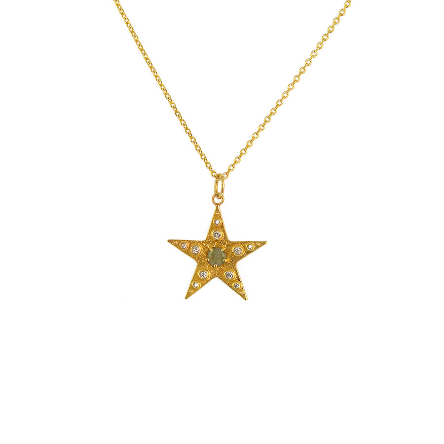 Collier doré pendentif étoile pierre et zircons