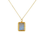 Collier doré pendentif pierre et étoiles - PIERRE DE LUNE -