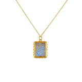Collier doré pendentif pierre et étoiles - PIERRE DE LUNE -