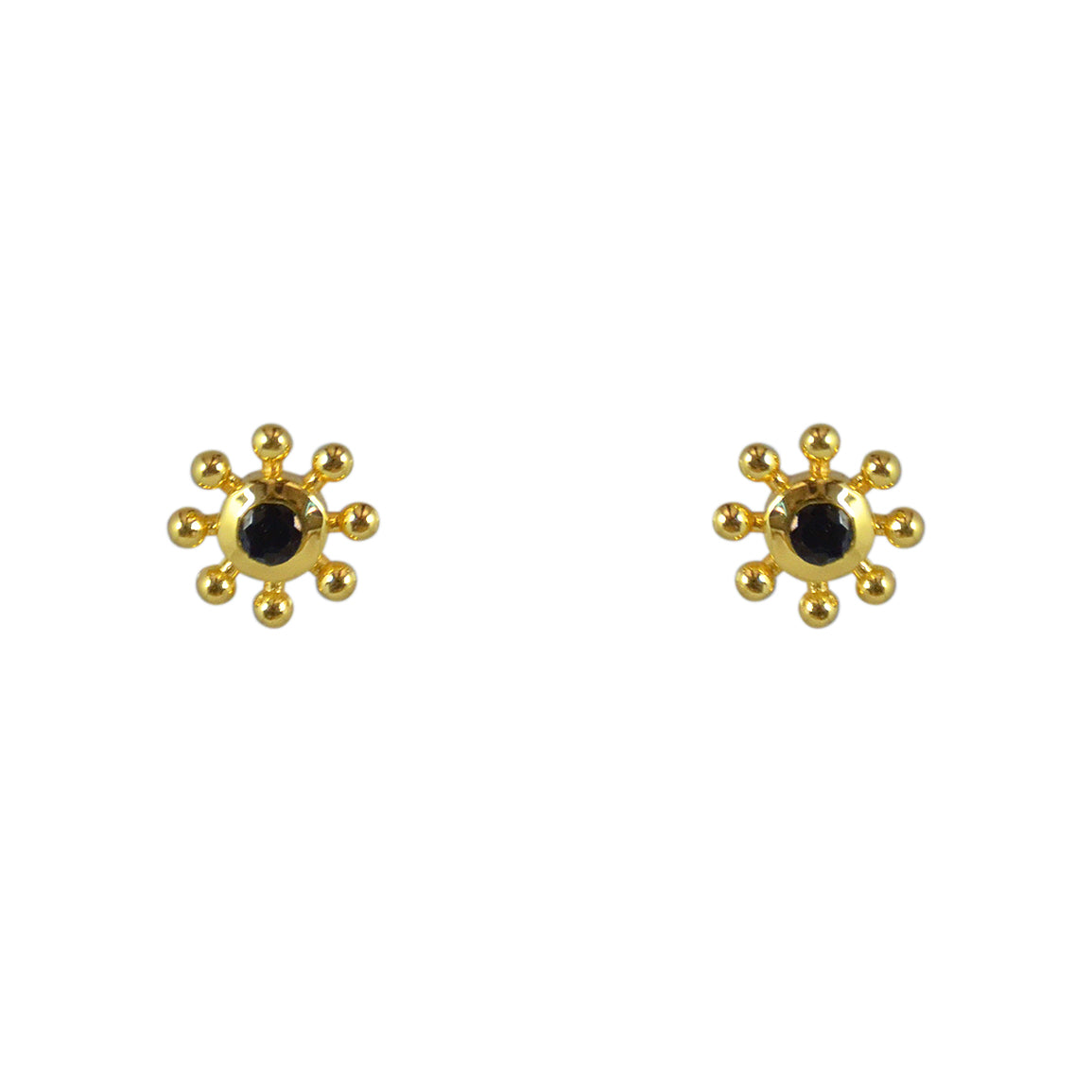 Boucles puces dorées soleil et zircon - ZIRCON NOIR -